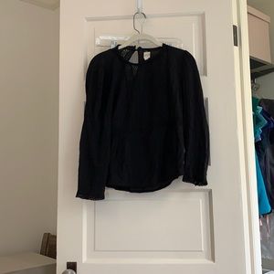Rebecca Taylor La Vie Rose Black babydoll blouse